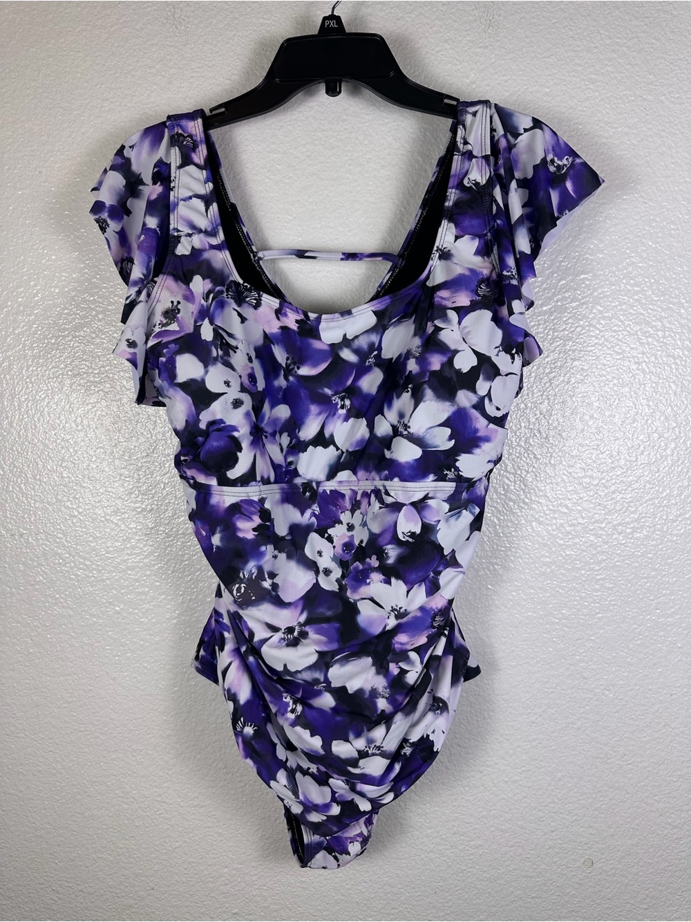 DACI Women's Purple White Floral Ruffle
One Piece Swimsuit Plus Size 16W